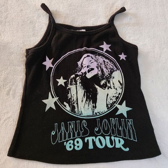 Janis Joplin Youth Black Tank Top With Graphics Size Medium - Picture 1 of 4